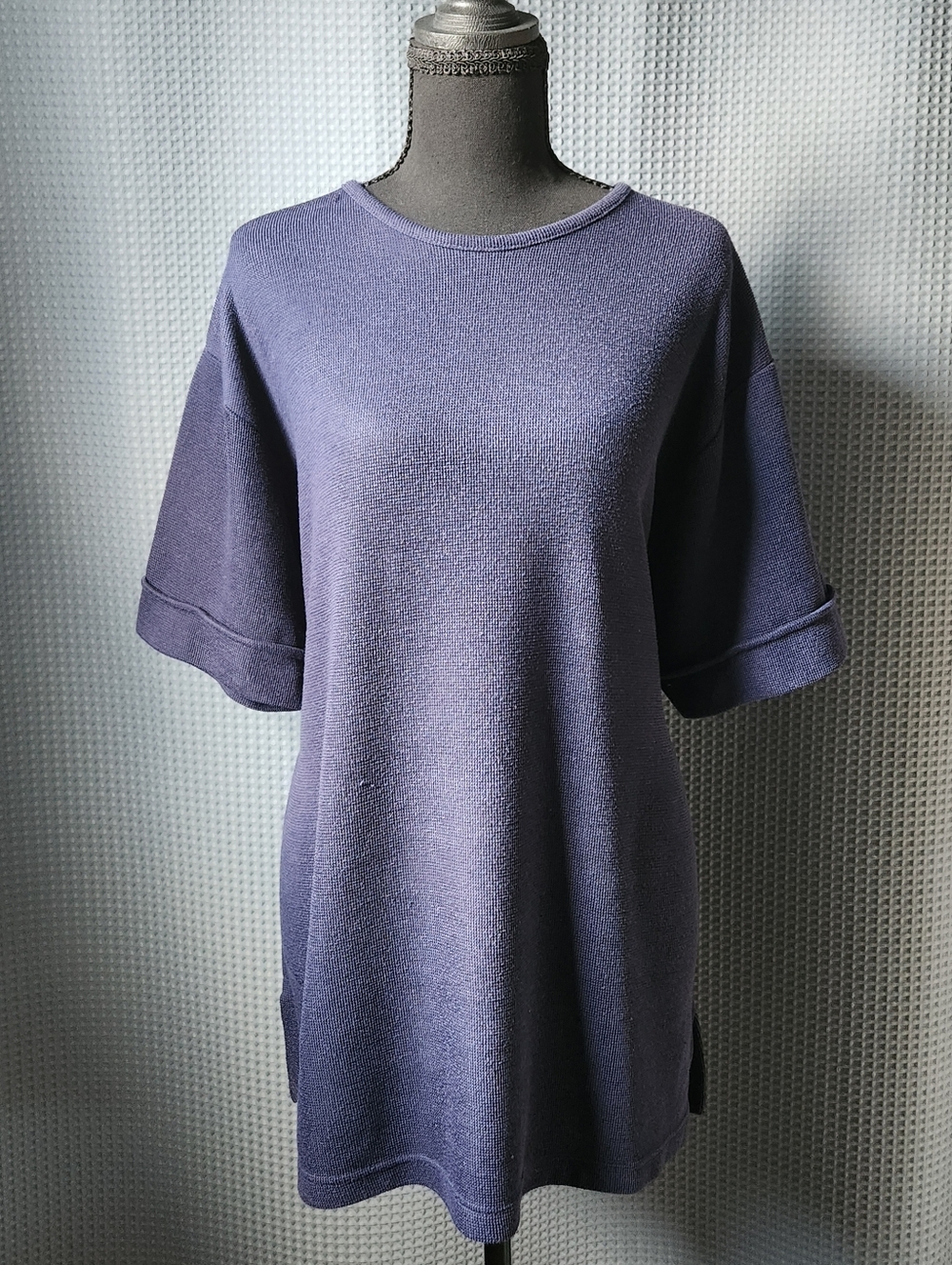 Sag Harbor Casual Navy Blue Short-Sleeve Top